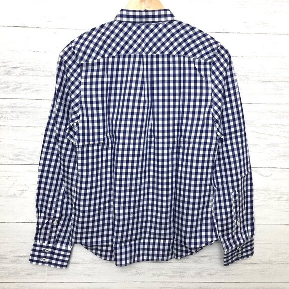 New UNTUCKit Women's Shirt Navy Blue & White Gingham Belleza Button Up size 4 - Picture 3 of 8